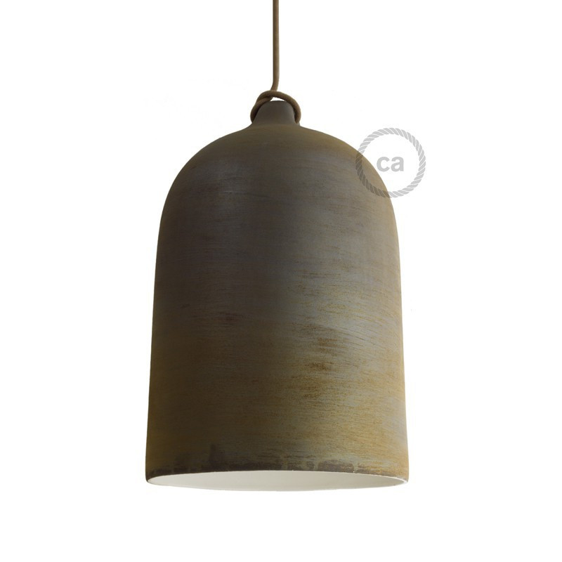 Bell, XL keramische lampenkap voor verlichtingspendel met roest effect