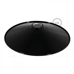 Swing kegelvormige lampenkap - E27 metaal 30 cm., zwart gepolijst met wit gepolijst binnenwerk