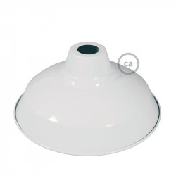 Bistrot lampenkap - E27 metaal 30 cm diameter, wit gepolijst met wit gepolijst binnenwerk