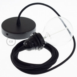Verlichtingspendel E27 geschikt voor lampenkap. met zwart katoen textielkabel