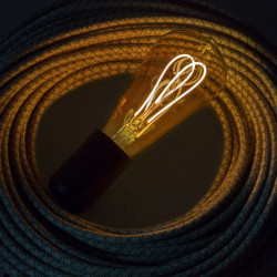 LED goudkleurige lichtbron - Edison ST64 gebogen dubbele lus kooldraad - 5W E27 dimbaar 2000K