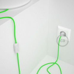 Strijkijzersnoer set RF06 neon groen viscose 1,80 m. voor tafellamp met stekker en schakelaar.