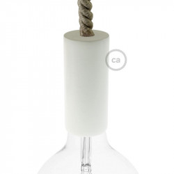 Wit houten cylinder fittinghouder voor XL electrische scheepstouw kabel