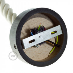 Zwart houten cylinder plafondkap voor 3XL electrische scheepstouw kabel