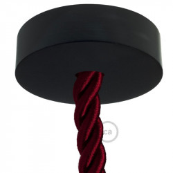 Zwart houten cylinder plafondkap voor 2XL electrische scheepstouw kabel