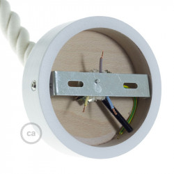 Wit houten cylinder plafondkap voor 2XL electrische scheepstouw kabel