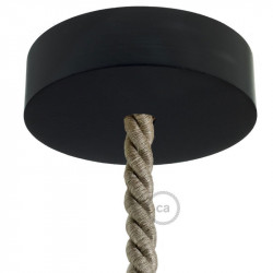 Zwart houten cylinder plafondkap voor XL electrische scheepstouw kabel