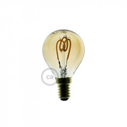 LED goudkleurige gloeilamp - Bol G45 Gebogen spiraal Filament - 3W E14 Dimbaar 2200K