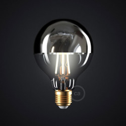 Zilveren halve bol G95 LED-lamp 7W E27 2700K Dimbaar