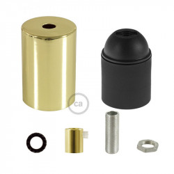 Messing cylinder fittinghouder + E27 fitting + luxe trekontlaster