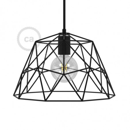 Dome XL draadframe lampenkap - zwart met E27 fitting